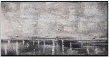 Tranquil Monochrome Landscape Oil Painting for Modern Home Decor