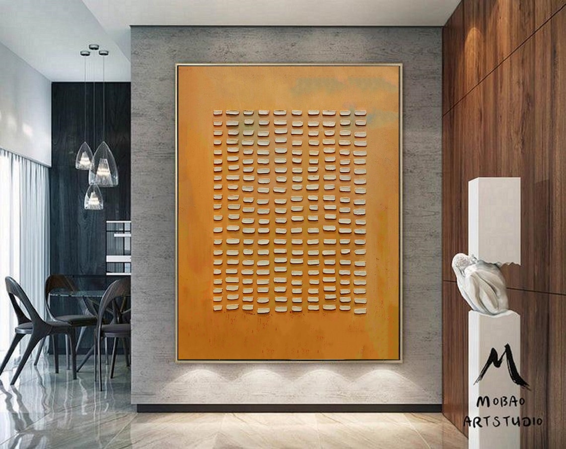 Serene Amber Abstract Oil Painting for Modern Home Decor