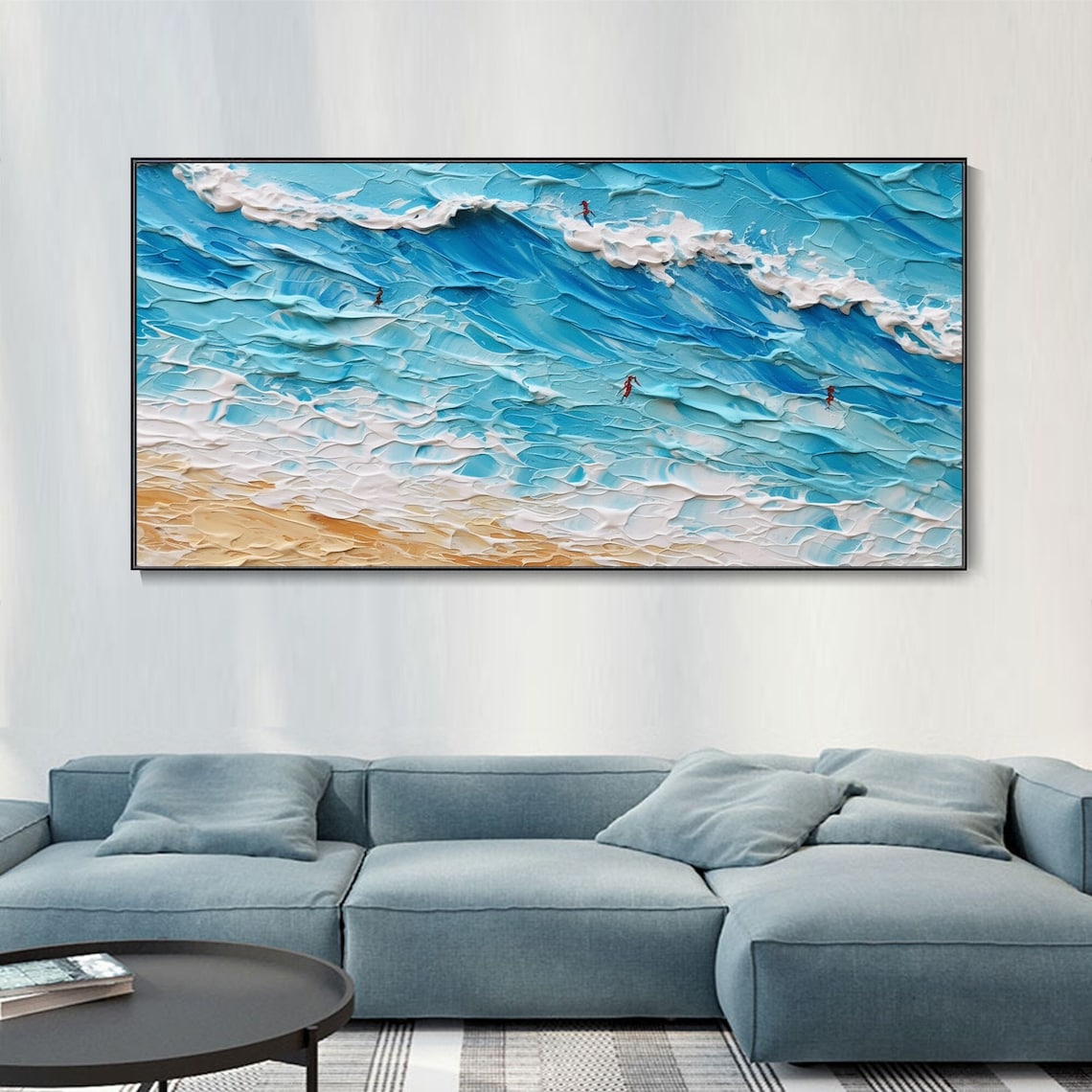 Vibrant Ocean Waves Oil Painting - Seascape Art for Beach Lovers