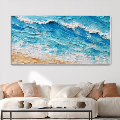 Vibrant Ocean Waves Oil Painting - Seascape Art for Beach Lovers