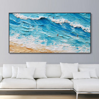 Vibrant Ocean Waves Oil Painting - Seascape Art for Beach Lovers