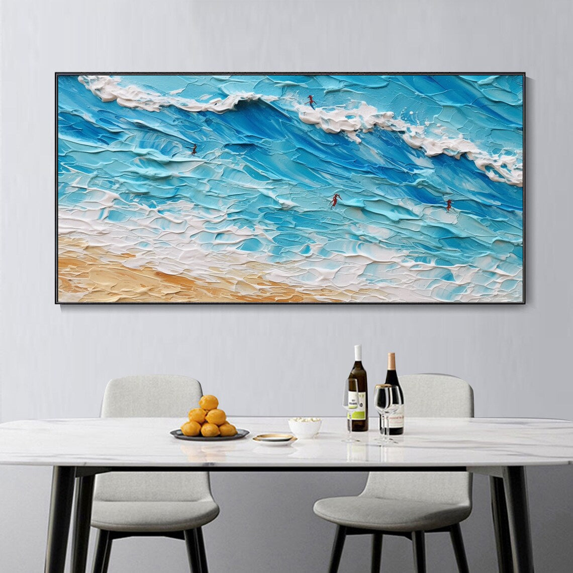 Vibrant Ocean Waves Oil Painting - Seascape Art for Beach Lovers