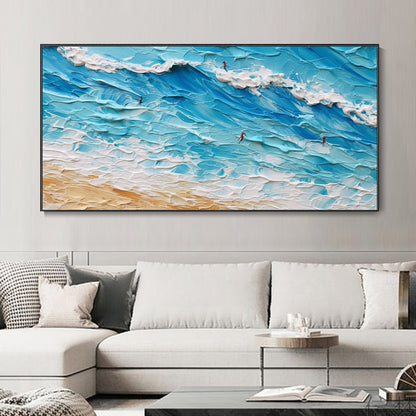 Vibrant Ocean Waves Oil Painting - Seascape Art for Beach Lovers