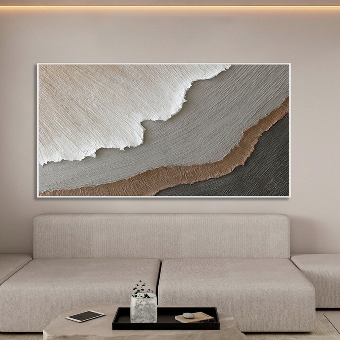 Abstract Elegance in Neutral Tones | Modern Oil Painting for Home Decor