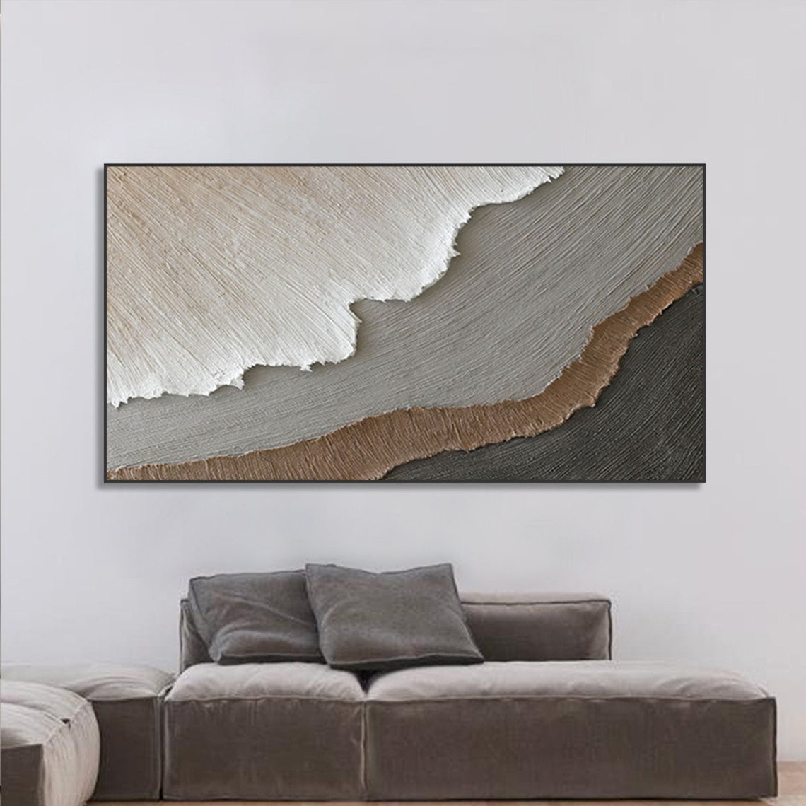 Abstract Elegance in Neutral Tones | Modern Oil Painting for Home Decor