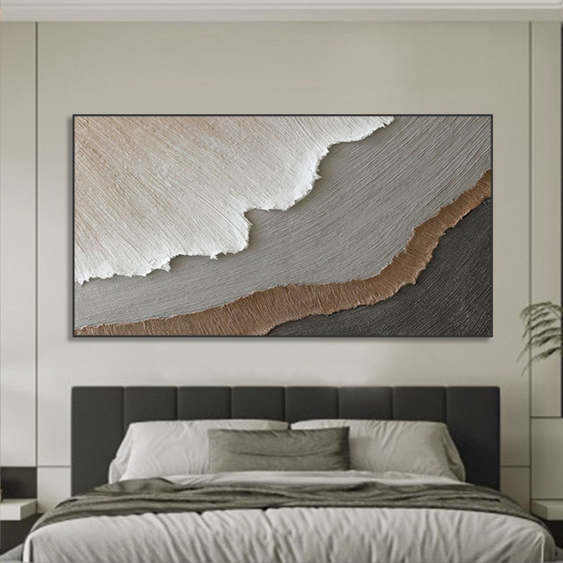 Abstract Elegance in Neutral Tones | Modern Oil Painting for Home Decor