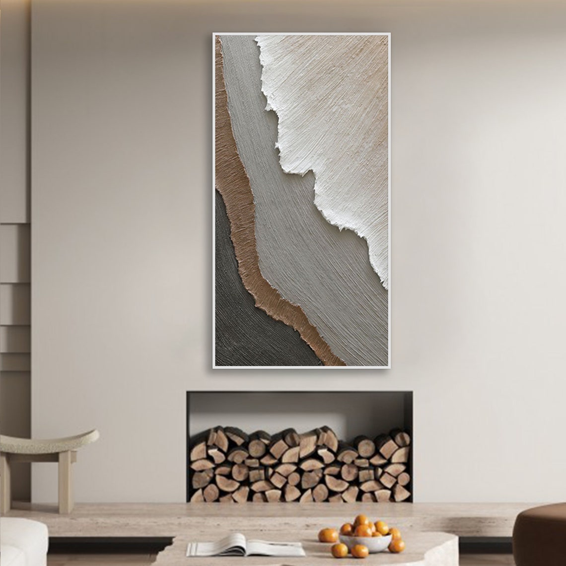 Abstract Elegance in Neutral Tones | Modern Oil Painting for Home Decor