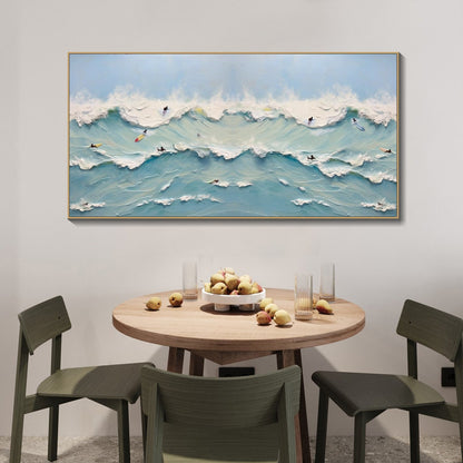 Serene Ocean Waves – Coastal Oil Painting for Beach-Inspired Decor