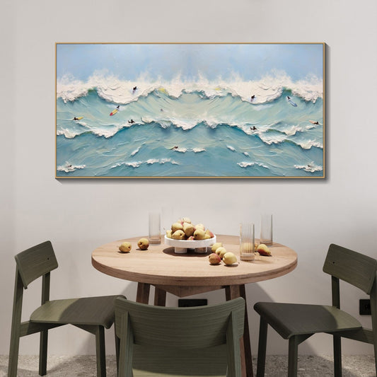 Serene Ocean Waves – Coastal Oil Painting for Beach-Inspired Decor