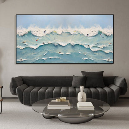 Serene Ocean Waves – Coastal Oil Painting for Beach-Inspired Decor