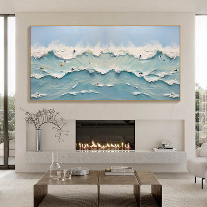 Serene Ocean Waves – Coastal Oil Painting for Beach-Inspired Decor