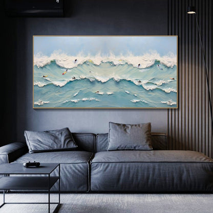 Serene Ocean Waves – Coastal Oil Painting for Beach-Inspired Decor