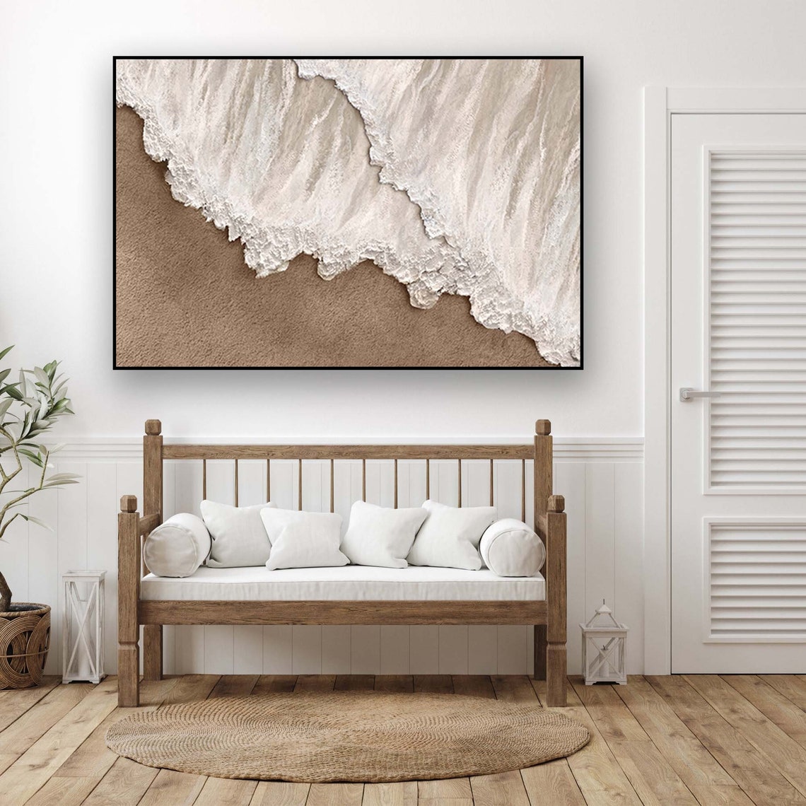 Serene Coastal Waves Oil Painting for Elegant Home Décor