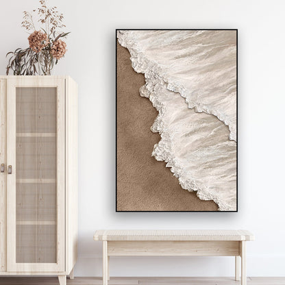 Coastal Calm: Elegant Oil Painting of Serene Shoreline and Gentle Waves