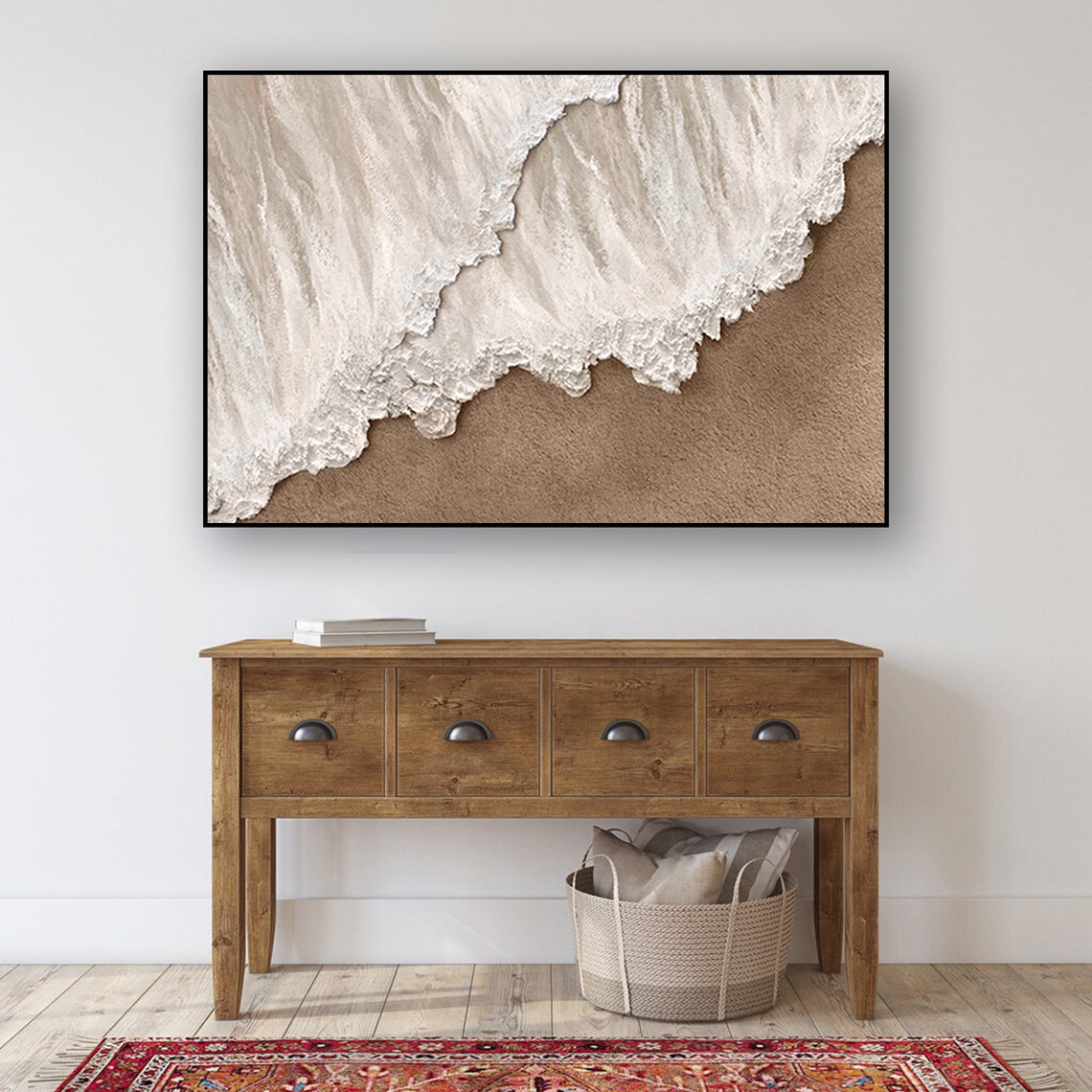 Serene Coastal Waves Oil Painting for Elegant Home Décor