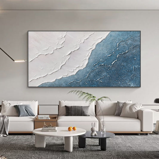 Coastal Serenity Abstract Oil Painting for Modern Home Decor