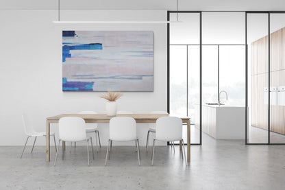 Serene Abstract Oil Painting with Soft Blue Hues for Modern Home Decor