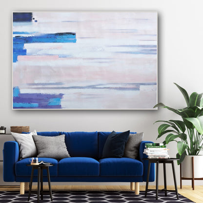 Serene Abstract Oil Painting with Soft Blue Hues for Modern Home Decor