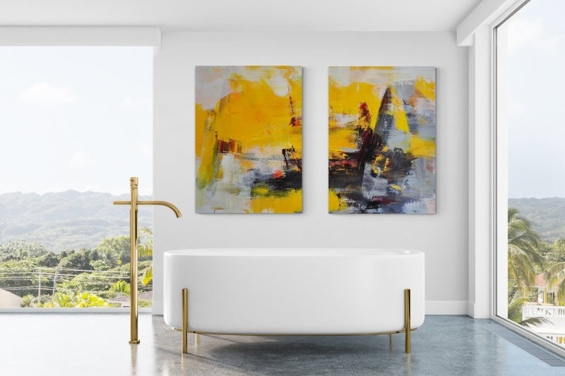 Abstract Golden Wilderness Oil Painting Set for Vibrant Home Décor