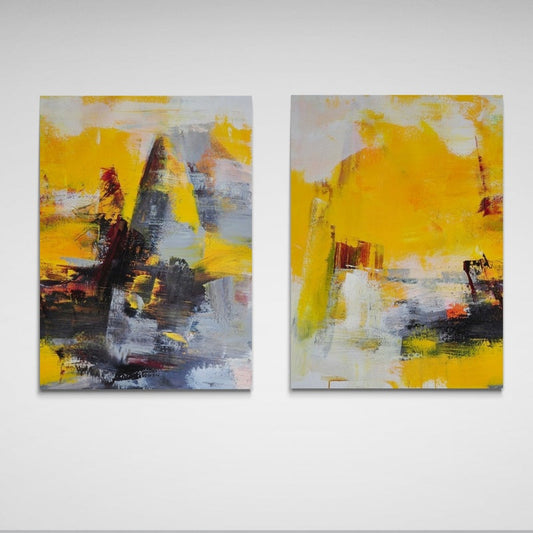 Abstract Golden Wilderness Oil Painting Set for Vibrant Home Décor