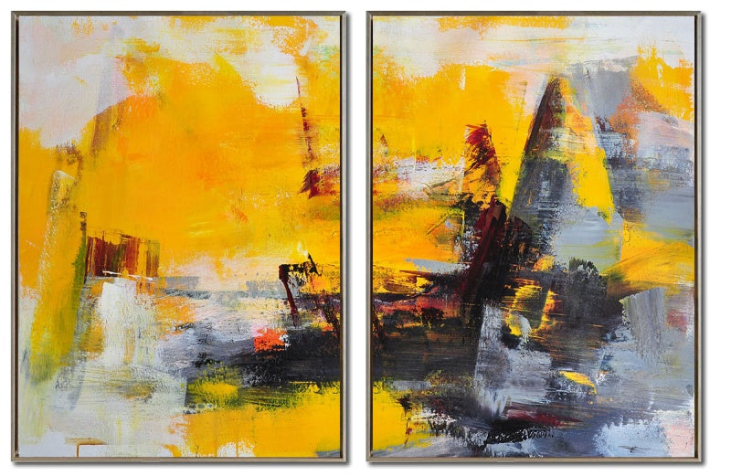 Abstract Golden Wilderness Oil Painting Set for Vibrant Home Décor