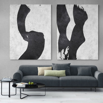 Modern Black and White Abstract Oil Painting for Contemporary Home Decor