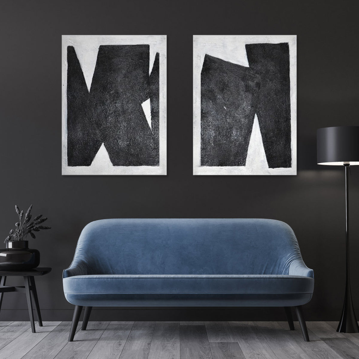 Elegant Abstract Black and White Oil Painting for Modern Home Decor