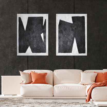 Elegant Abstract Black and White Oil Painting for Modern Home Decor