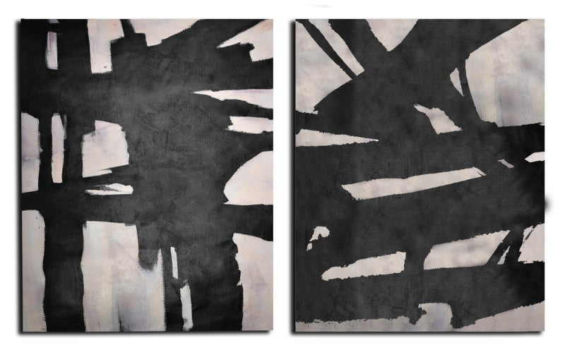 Abstract Black and White Oil Painting for Modern Home Decor