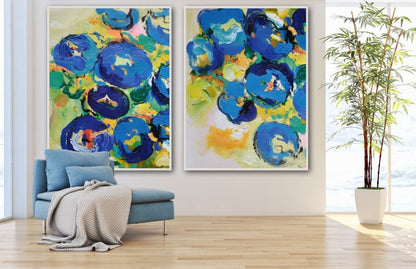 Vibrant Blue Abstract Oil Painting for Modern Home Décor