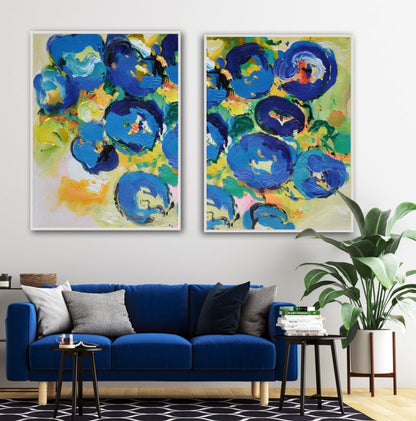 Vibrant Blue Abstract Oil Painting for Modern Home Décor