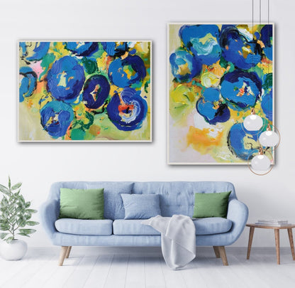 Vibrant Blue Abstract Oil Painting for Modern Home Décor