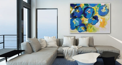 Vibrant Blue Abstract Oil Painting for Modern Home Décor