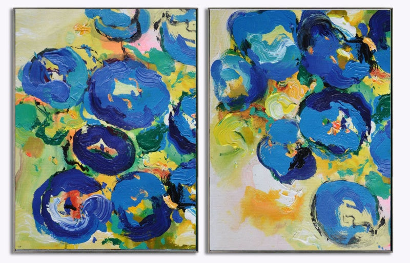 Vibrant Blue Abstract Oil Painting for Modern Home Décor