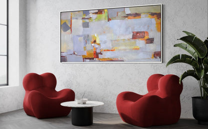 Abstract Serenity: Colorful Oil Painting for Modern Home Decor