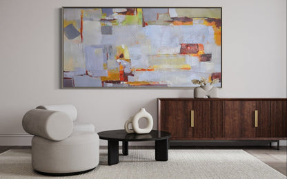 Abstract Serenity: Colorful Oil Painting for Modern Home Decor