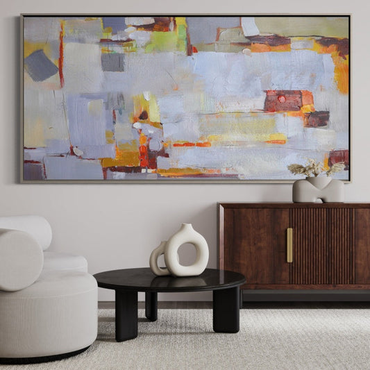 Abstract Serenity: Colorful Oil Painting for Modern Home Decor