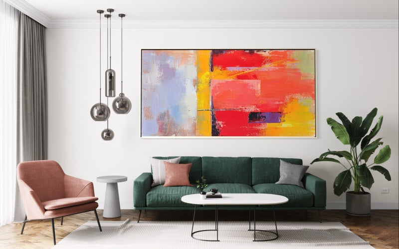 Vibrant Abstract Oil Painting with Bold Colors and Dynamic Texture for Modern Decor