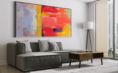 Vibrant Abstract Oil Painting with Bold Colors and Dynamic Texture for Modern Decor