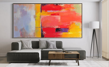 Vibrant Abstract Oil Painting with Bold Colors and Dynamic Texture for Modern Decor