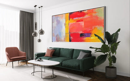 Vibrant Abstract Oil Painting with Bold Colors and Dynamic Texture for Modern Decor