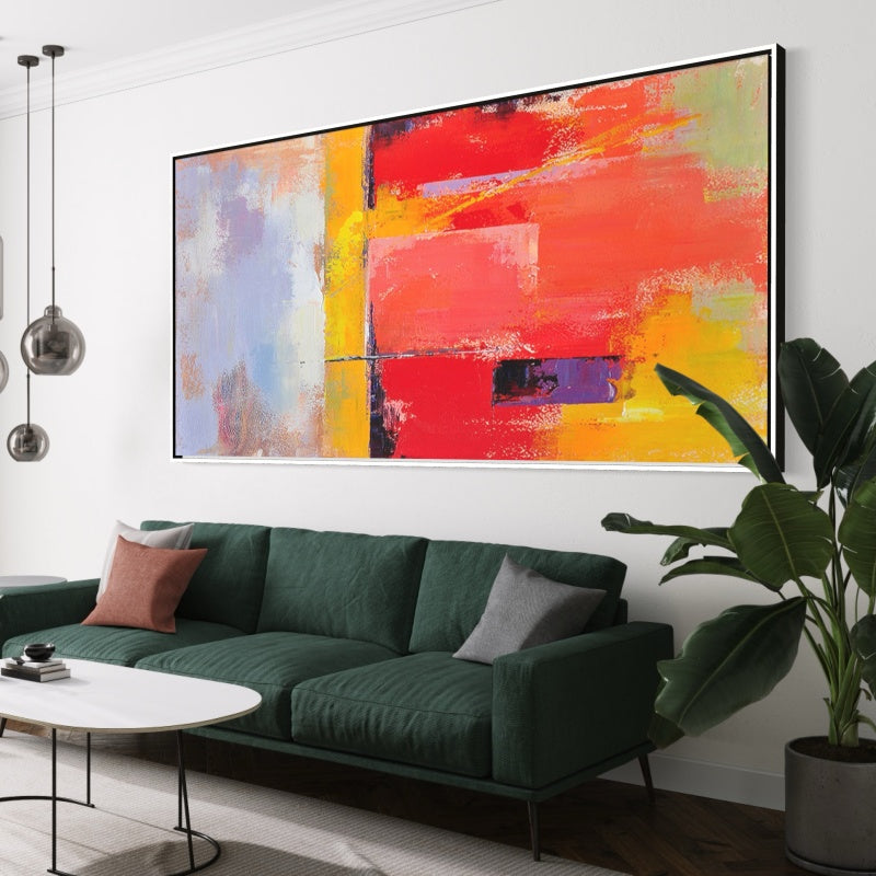 Vibrant Abstract Oil Painting with Bold Colors and Dynamic Texture for Modern Decor