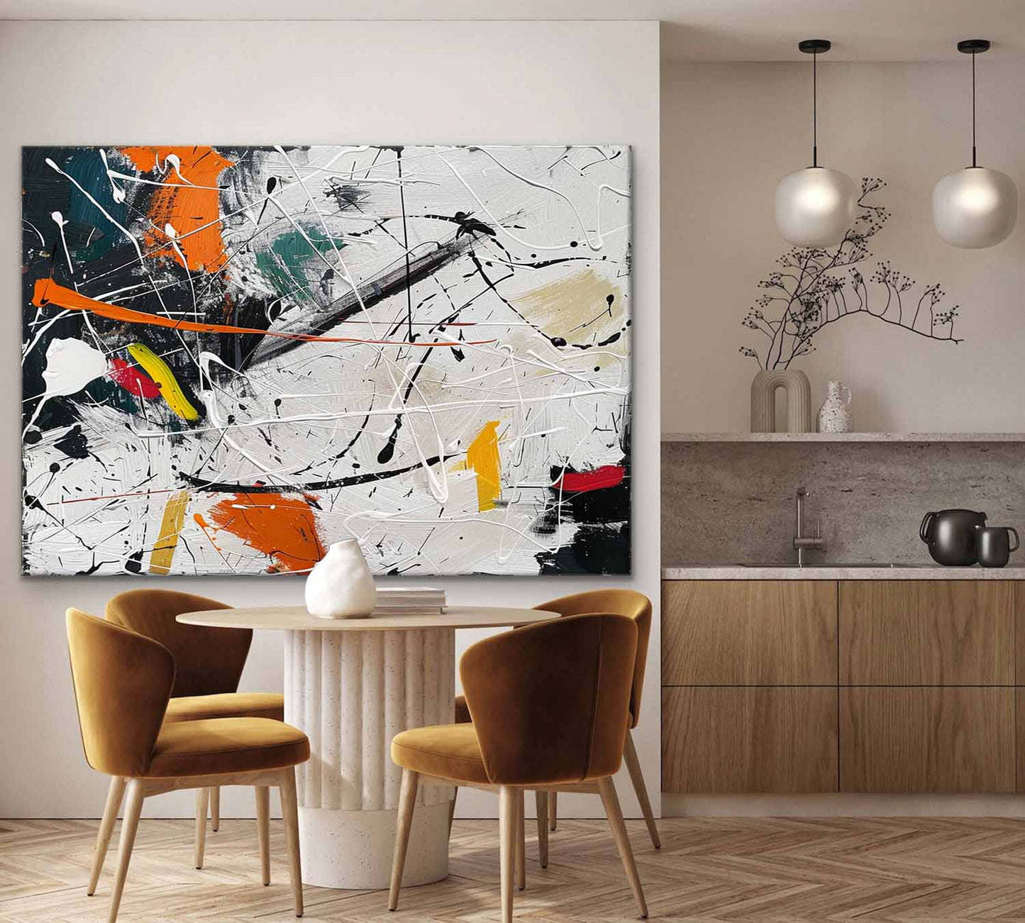 Vibrant Abstract Expressionism Oil Painting for Modern Home Decor