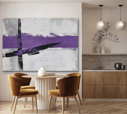 Abstract Purple Lines on Neutral Background - Elegant Modern Wall Art