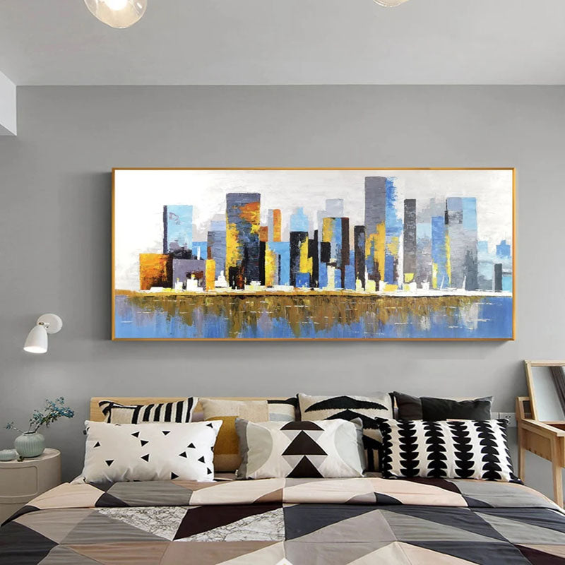 Vibrant Manhattan Skyline Oil Painting - Abstract Cityscape Wall Art Decor