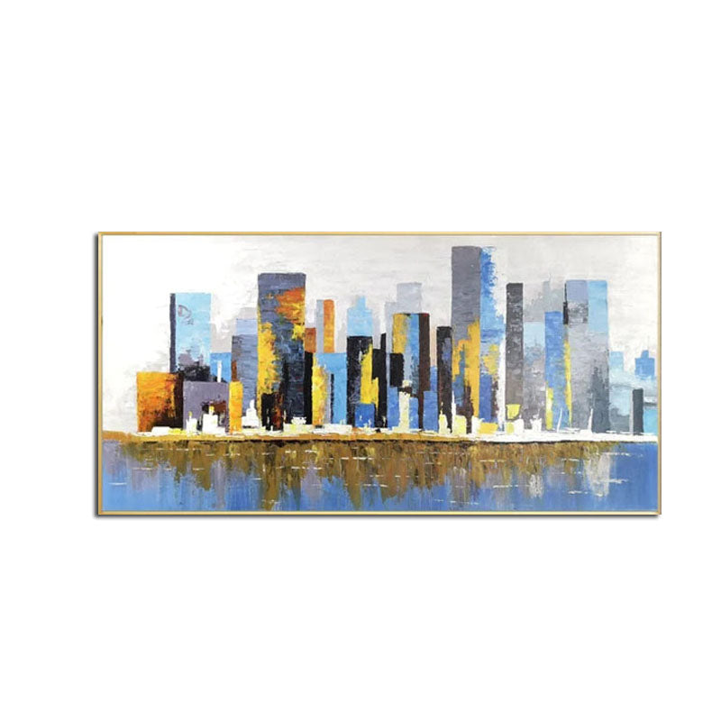 Vibrant Manhattan Skyline Oil Painting - Abstract Cityscape Wall Art Decor