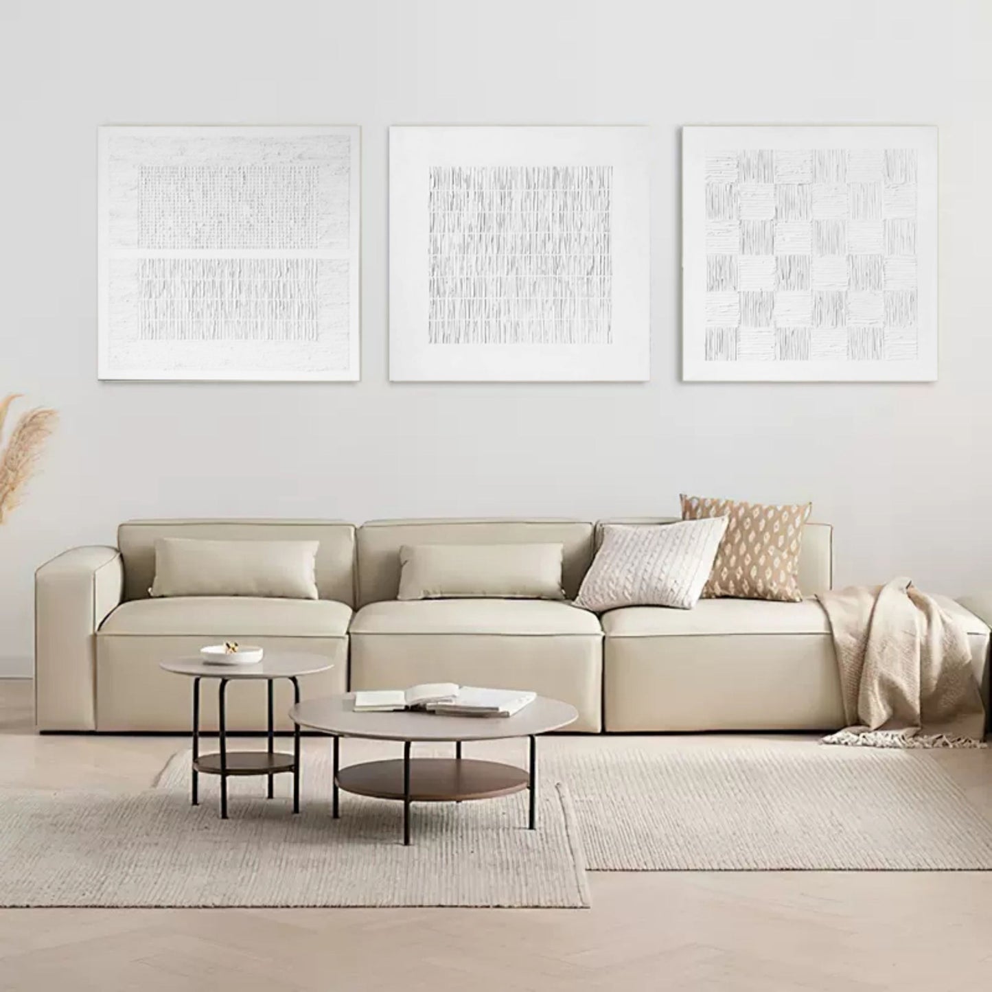 Stylish Abstract Trio for Modern Home D√©cor in Neutral Tones