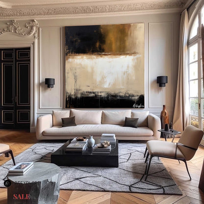 Stunning Modern Abstract Oil Painting with Elegant Earth Tones for Home Decor