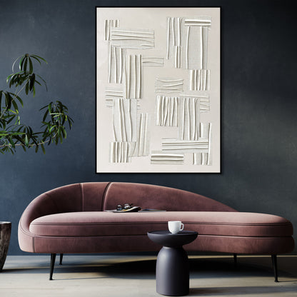 Modern Abstract White Textures Oil Painting for Contemporary Home Decor