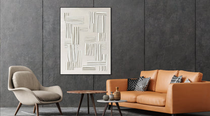 Modern Abstract White Textures Oil Painting for Contemporary Home Decor